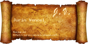 Jurin Vencel névjegykártya